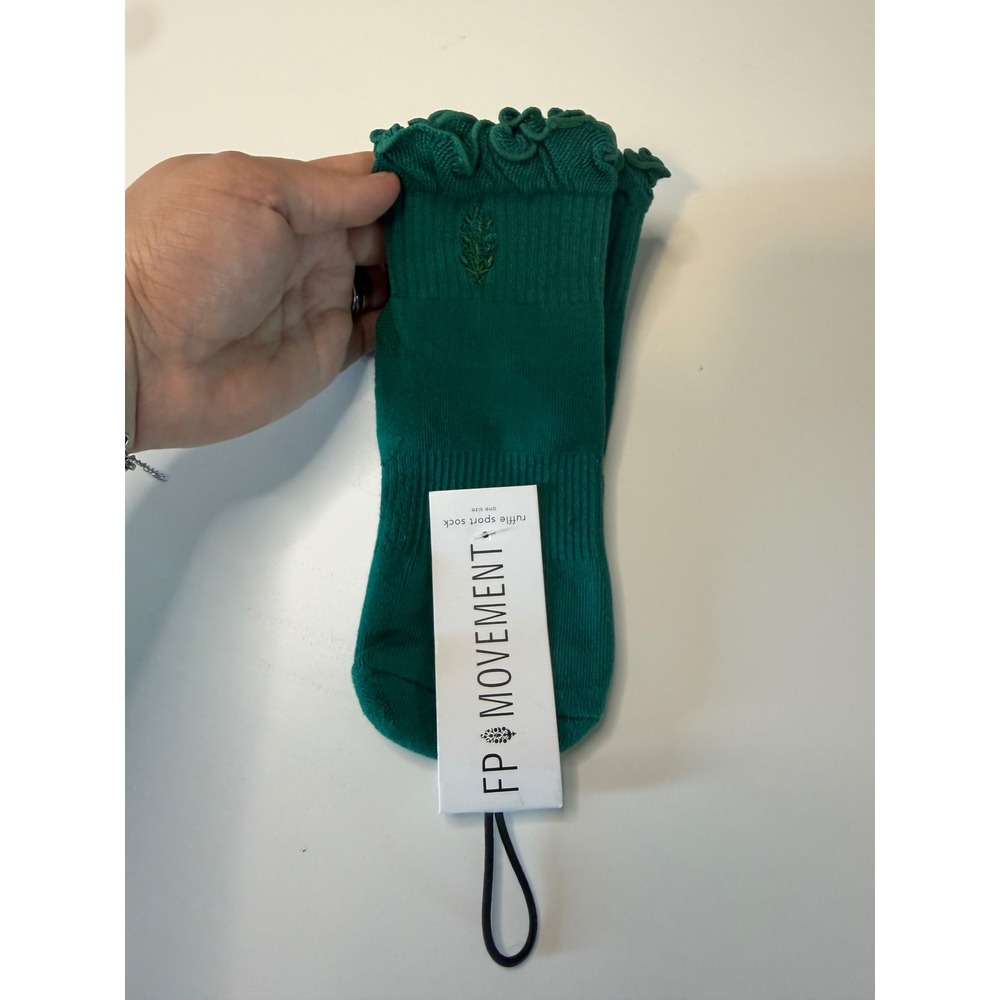 Free People Movement Lucky Honey Ruffle Sport Socks Green OB865029 One Size NWT